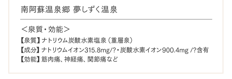 南阿蘇温泉郷 夢しずく温泉＜泉質・効能＞